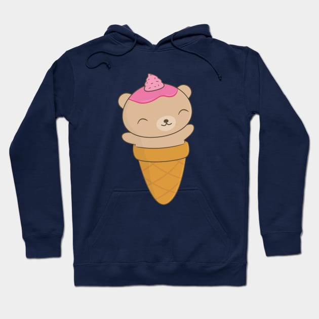 Cute Brown Bear Ice Cream Cone T-Shirt Hoodie by happinessinatee